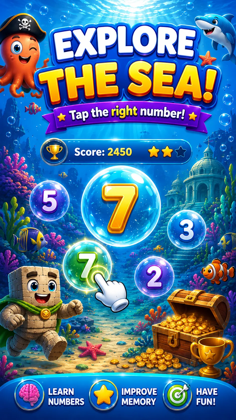Number Catcher gameplay in the Sea world